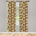 thumbnail image 4 of Ambesonne Tropical Window Curtains, Abstract Foliage Ornament, Each 28" W x 84" L, Pastel Brown and Dark Coral, 4 of 4