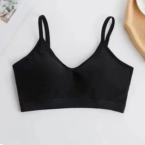 Fartey Women Cotton One Piece Sports Bras Wireless Medium Support Bra No Underwire Cami Bras Summer Breathable Solid Color Padded Bralette