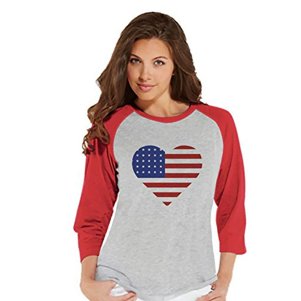 Custom Party Shop - Custom Party Shop Women's Heart Flag 4th of July
