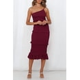 thumbnail image 7 of PRETTYGARDEN Women's Summer Midi Bodycon Dresses One Shoulder Strappy Tiered Ruffle Floral Boho Sun Dress, 7 of 7