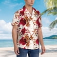 thumbnail image 3 of Fuzoiu Lilies Flowers Print Hawaiian Shirt for Men, Summer Beach Casual Short Sleeve Button Down Shirts, Men’s Beach Summer Shirts with Pocket,X-Large, 3 of 7