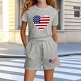 thumbnail image 3 of Stamzod Girls' Clothing Sets American Flag Short Sleeve Tops and Shorts Summer 2 Piece Outfits 3-14 Years Gray 7-8 Years, 3 of 6
