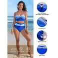 thumbnail image 3 of DOKOTOO Bikini Sets for Women High Waisted Color Block Bathing Suits Beachwear Padded Swimsuits Blue M US8-10, 3 of 11