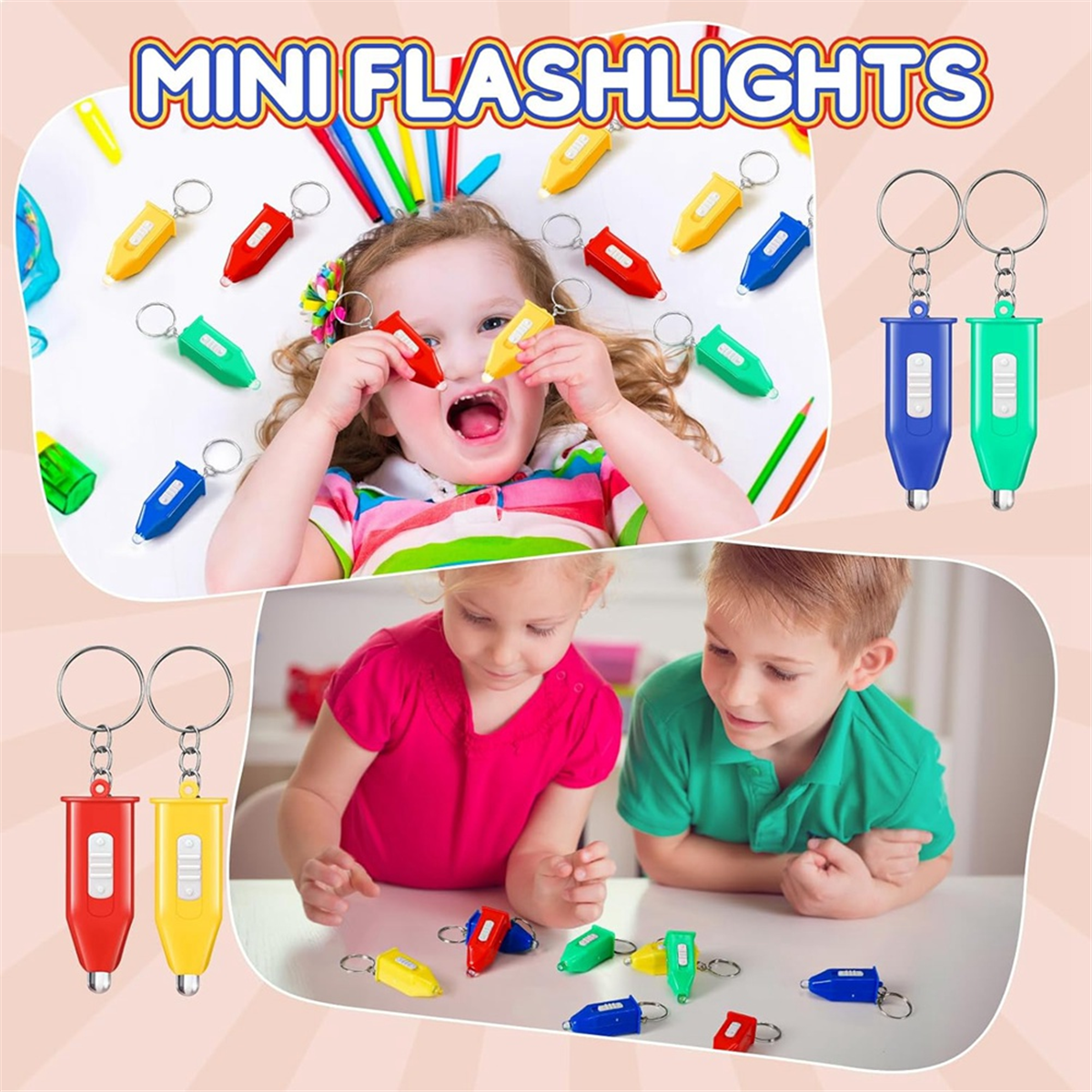 100 Pcs Mini Keychain Flashlight LED Flashlight Keychain for Emergency Hiking Camping Favors Outdoor Equipment