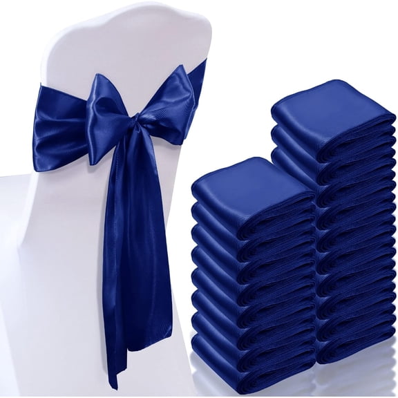 BlinkLLX 10 Pack Satin Chair Sashes for Wedding Chair Decoration Chair Cover Bow Ties Sash for Engagements Graduations Events Banquet Parties Supplies (Royal Blue)
