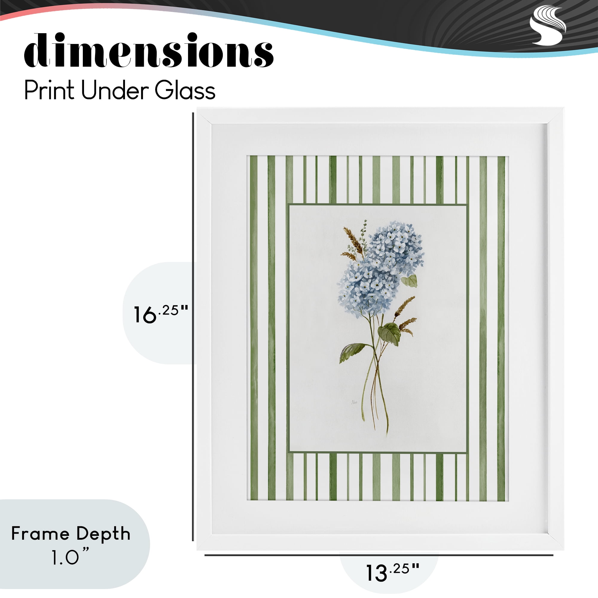 Stupell Industries Blue Hydrangea & Dried Wheat White Framed Print Under Glass, design by Nan