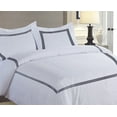 thumbnail image 2 of MISR LINEN 400 Thread Count Egyptian Cotton Twin/TwinXL Size 3-Piece DuvetCover Set with 3 Line Embriodery Zipper Closer & Corner Ties (1 Duvet Cover & 2 Pillow Sham), Navy Blue Solid, 2 of 4