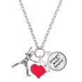 thumbnail image 1 of Delight Jewelry Silvertone Large Softball Pitcher - Red Heart Nurse Strong Zoe Necklace, 1 of 4