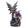 thumbnail image 2 of Purple Fairy With Dragon Sitting On LED Crystal Geode Night Light Statue Decor, 2 of 8
