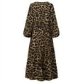 thumbnail image 6 of ZANZEA Women Party Dress Gown Ball Leopard Print V-Neck Swing Long Shirt Dress, 6 of 10