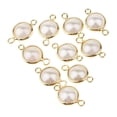 thumbnail image 2 of 10 cuentas de perlas con agujero para collar, accesorio colgante. Beige 2 hoyos 8 mm, 2 of 3
