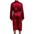 thumbnail image 4 of Defitshape Men's Satin Kimono Robe Long Spa Bathrobes Sleepwear Luxurious Silk Long Sleeve Loungewear Red L, 4 of 4