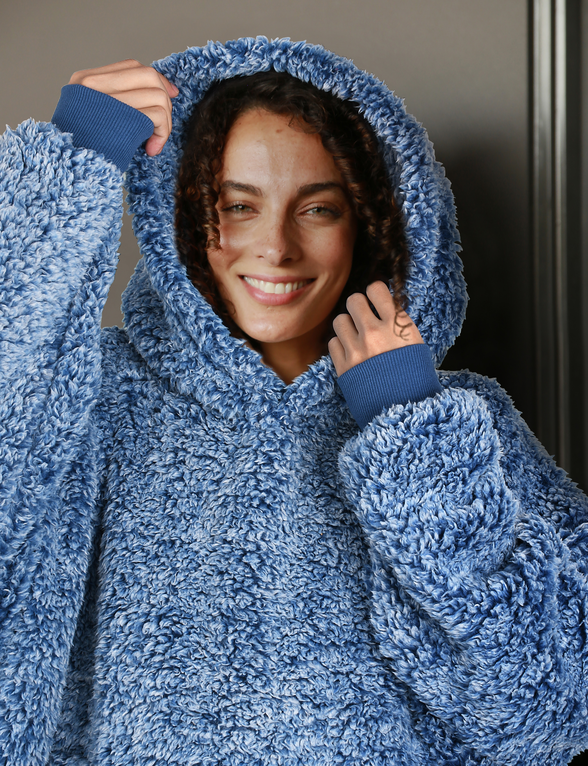 Catalonia Oversized Blanket Hoodie Sweatshirt, Wearable Sherpa Lounging Pullover for Adults Women Men