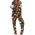 thumbnail image 6 of sdhkgrrt Women's Plus Size 2 Piece Pajama Set Collared Long Sleeve Shirt Wide Leg Pants Halloween Printed Lounge Outfit Soft Loose Matching Casual Fall Tracksuit, Orange 2XL, 6 of 8