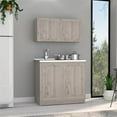 thumbnail image 2 of FM FURNITURE Perseus 2-Shelf Engineered Wood Cabinet Set in Light Gray, 2 of 8