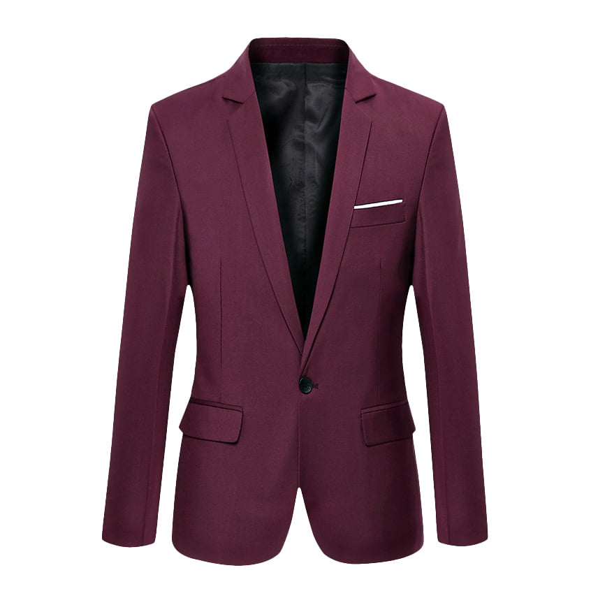 ROBO Men Suit Blazer Jacket Casual Slim Fit Smart One Button Coat Outerwear 