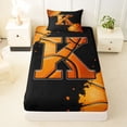 thumbnail image 3 of Castle Fairy Orange Basketball Initial K Twin Sheets 3pcs, Abstract Watercolor Splash Bedding, Black Orange,1 Fitted Sheet, 1 Flat Sheet and 1 Pillowcase, 3 of 6