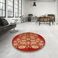 thumbnail image 3 of Ahgly Company Indoor Square Mid-Century Modern Red Oriental Area Rugs, 7' Square, 3 of 6