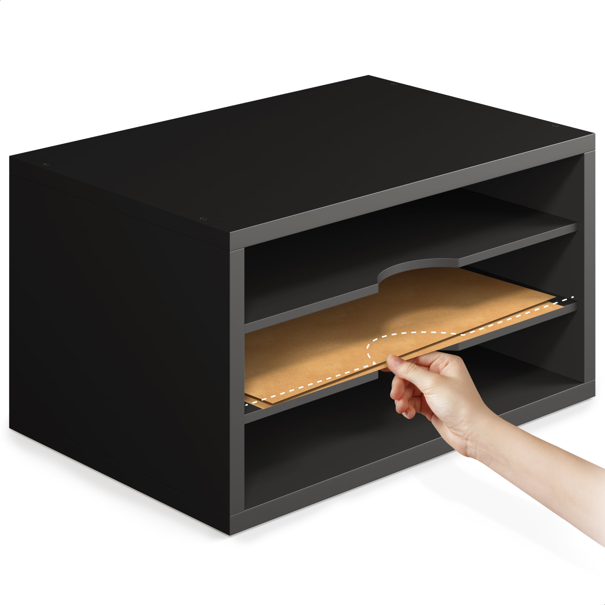 Ballucci 3-Tier Stackable Paper Organizer, Office Desk Organizer, Document Holder, Black