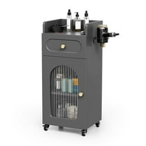 Salon Trolley Cart with Wheels, Hair Cart Mobile Storage Cabinet with Glass Door & Dryer Holder, Esthetician Cart Rolling Salon Station for Barber Beauty Spa Tattoo,Gray