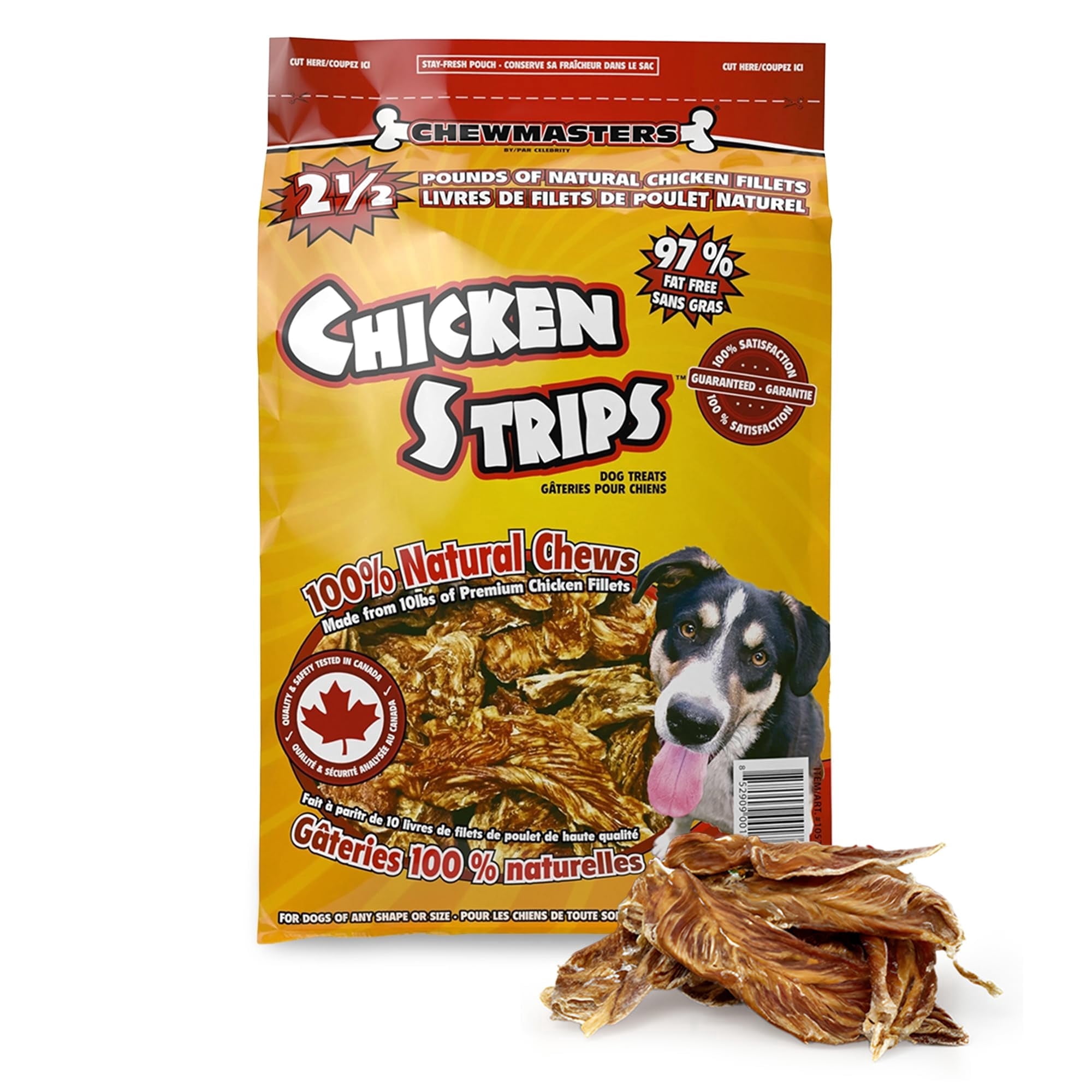 Chewmasters Chicken Strips - Real Chicken, High Protein, Easy to Chew Chicken Dog Treats, No Preservatives Training Snacks for All Breeds, 100% Natural Dog Snacks, 2 lb Bag