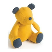 Go Home 21188 Felt & Wool Teddy Bear Doorstop - Yellow, Grey & Blue - 9.5 x 7.5 x 8.5 in.