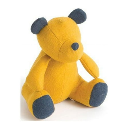 Go Home 21188 Felt & Wool Teddy Bear Doorstop - Yellow, Grey & Blue - 9.5 x 7.5 x 8.5 in.