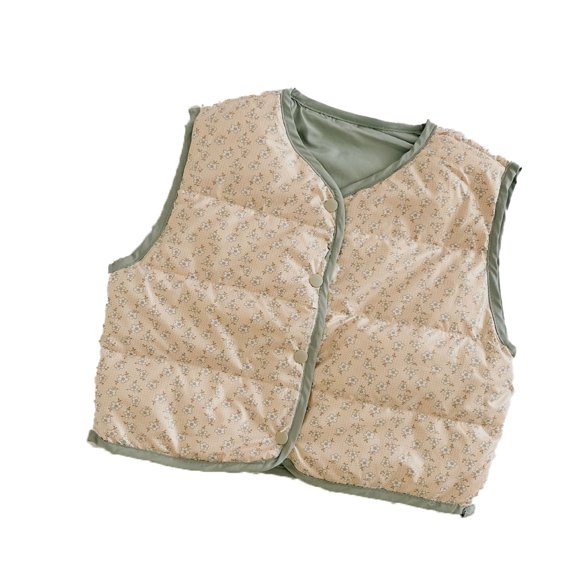 Qudderr Baby Kids Boys Girls V-Neck Floral Vest Buttons down Sleeveless Jacket for 2-7 Years Fall Winte Puffer Waistcoat