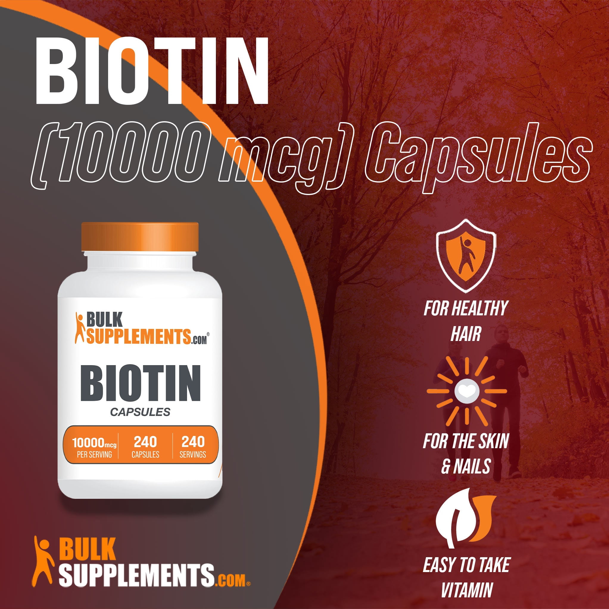 BulkSupplements Biotin Capsules - Vitamin B7, 10mg per Serving (240 Capsules - 240 Servings)