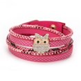 thumbnail image 1 of Accesorios de joyería de pulsera con botón a presión multicapa de búho de diamantes de imitación de moda (rojo rosa), 1 of 3