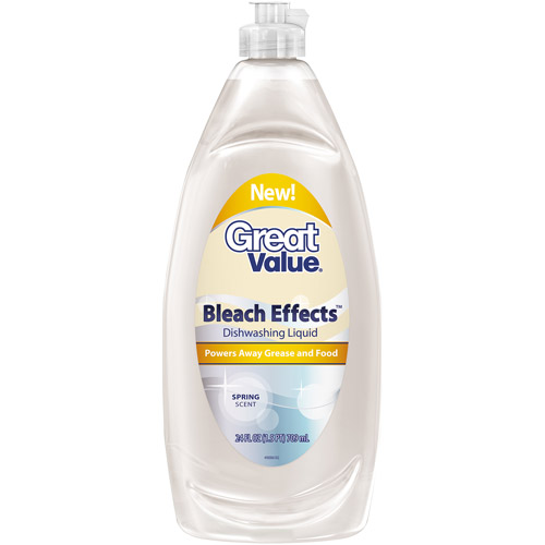 Great Value Bleach Effects Dishwashing Liquid, Spring Scent, 24 fl oz