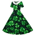 thumbnail image 2 of Xdegoge St. Patrick's Day Girls Dresses A Line Clover Print Vintage Dress with Collar and Short Sleeves Irish Holiday Gown, 2 of 6