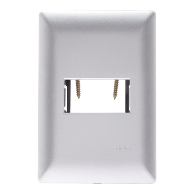 Placa 1 Modulo Alpha Plástico Plata 12X8.1X2 Cm