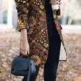 thumbnail image 6 of IROINNID Women's Mid-Long Open Front Coat Stand Collar Graphic Prints Long Sleeve Elegant Outerwear Casual Tweed Loose ooo, Brown, 6 of 8