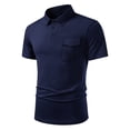 thumbnail image 3 of FRSASU Men's Polo Shirts Short Sleeve Casual Classic Solid Summer Collared Golf Shirts with Pocket Navy, 3 of 9