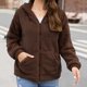 thumbnail image 1 of Chaquetas y abrigos casuales de manga larga con capucha para mujer, con capucha, de un solo pecho, de manga larga, de color liso, de felpa de doble cara, chaqueta casual de manga larga con capucha, su, 1 of 5