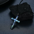 thumbnail image 5 of Coachuhhar Cross Necklace 925 Sterling Silver Black Cross with Abalone Shell Pendant Necklace Cross Jewelry Religious Gifts for Women men, 5 of 7