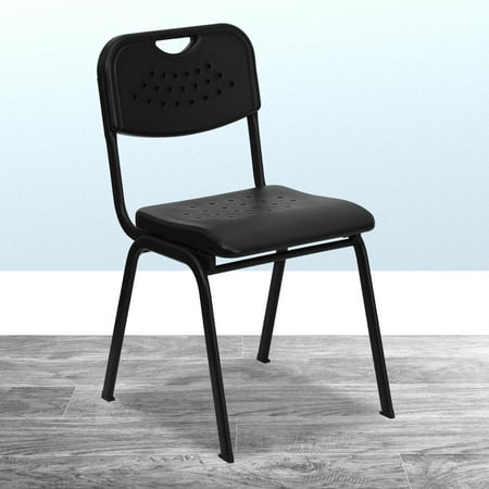 UPC: 0847254009829 | Flash Furniture HERCULES Series 880 lb. Capacity Black Plastic Stack Chair with Open Back and Black Frame