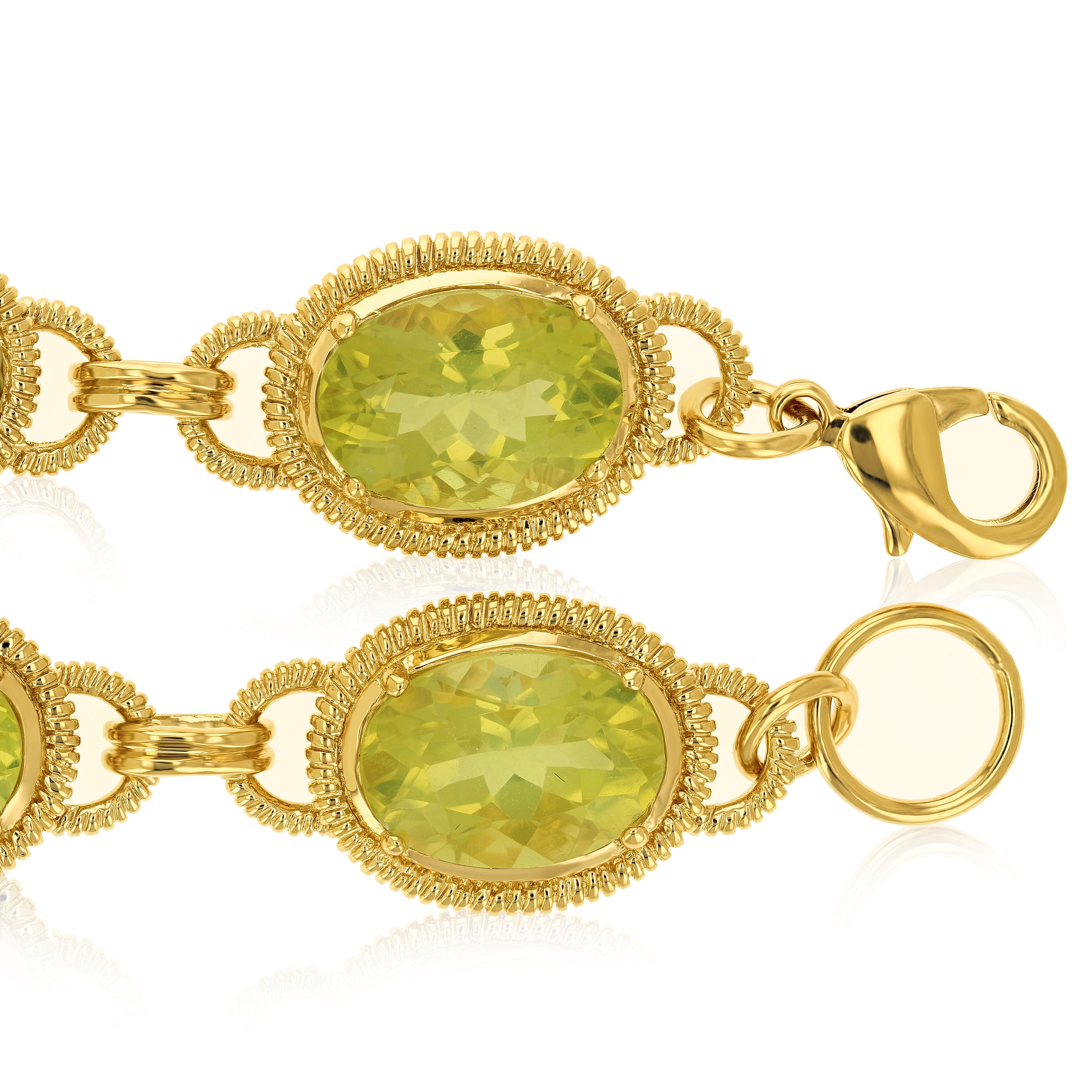 Vir Jewels 21 CTTW Lemon Quartz Tennis Bracelet Yellow Gold Plated over Brass 14x10 MM Oval