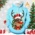 thumbnail image 2 of Fiaer Men's Hoodie Christmas Funny Graphic Oversized Hooded Sweatshirts Long Sleeve Drawstring Pocket Xmas Tops Light Blue XXL, 2 of 3