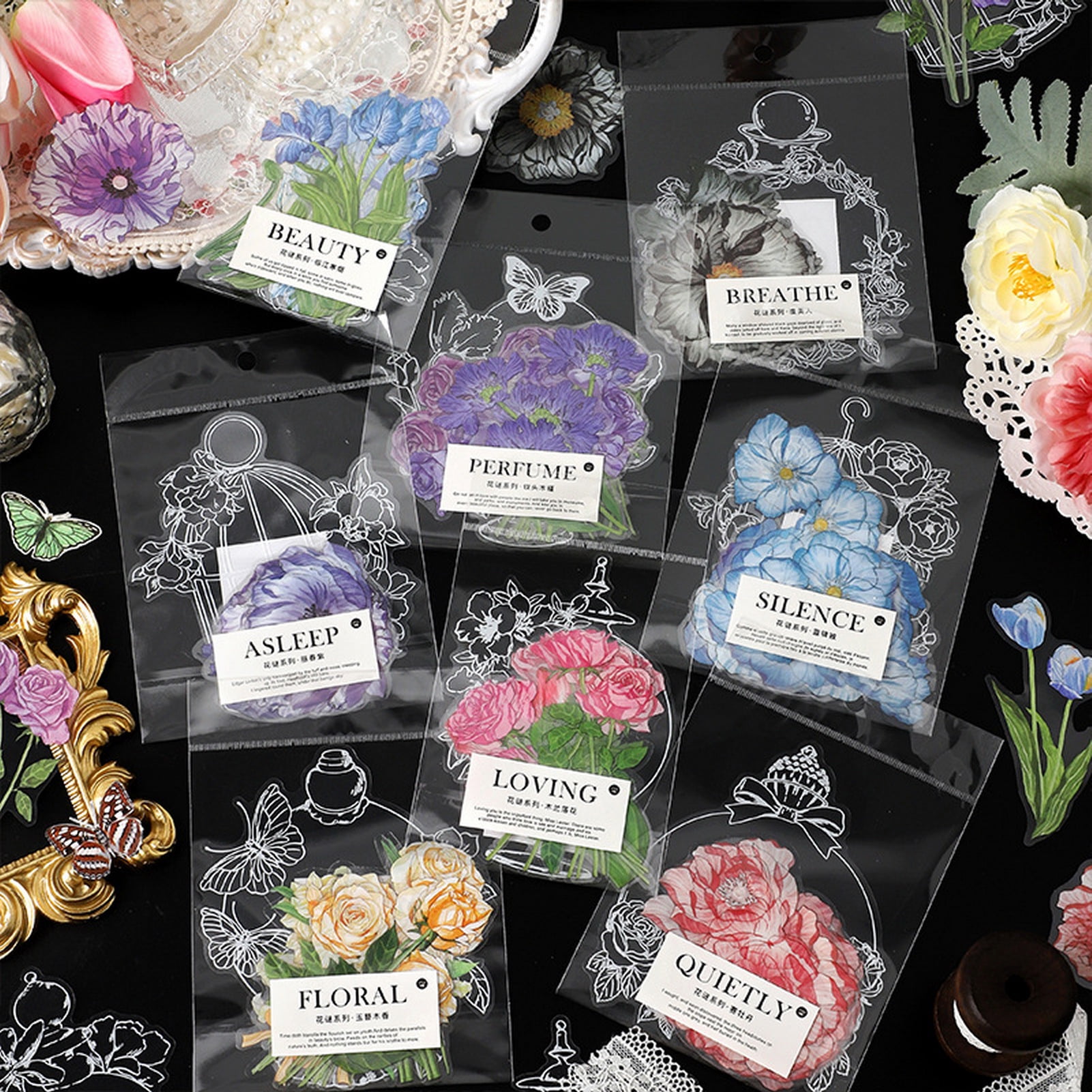 Kripyery 10 Pcs Graffiti Stickers Different Flowers Laptop Stickers