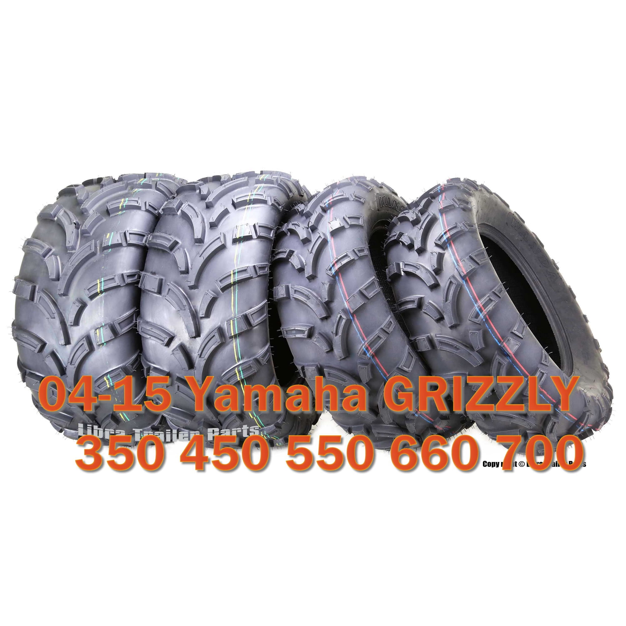 04-15 Yamaha GRIZZLY 350 450 550 660 700 ATV Tire Set WANDA 25x8-12 25x10-12 lite Mud