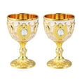 thumbnail image 1 of kurtrusly 2x Goblet Easy Clean Retro Design Glass Wine Decorative Alloy Craft Embossed gold white 4.3x7cm, 1 of 6