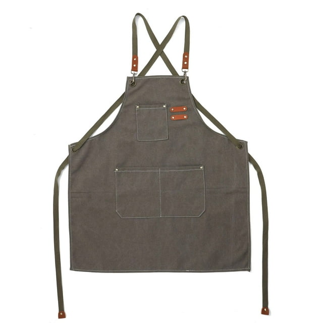 Barber Apron Canvas Apron Multi-function Pockets Detachable Strap Waterproof Dustproof Practical Work Apron