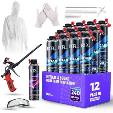 Ixirpro Spray Foam Insulation Kit (12PK) - High Density, Closed Cell, Heat & Acoustic Insulation