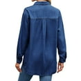 thumbnail image 5 of Women's Wash Adjustable Sleeve Denim Shirt Loose Top, 5 of 5