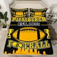 thumbnail image 2 of Erosebridal American Football Sheet Set Twin,Sport Theme Bedding Sets Twin Size,Ball Game Decor(Pittsburgh),3pcs, 2 of 7