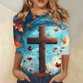 thumbnail image 2 of DDAPJ pyju Christian 3/4 Shirts for Women Easter Holiday T Shirt Religious Cross Graphic Tees Jesus Faith Tops Sky Blue XXL, 2 of 6
