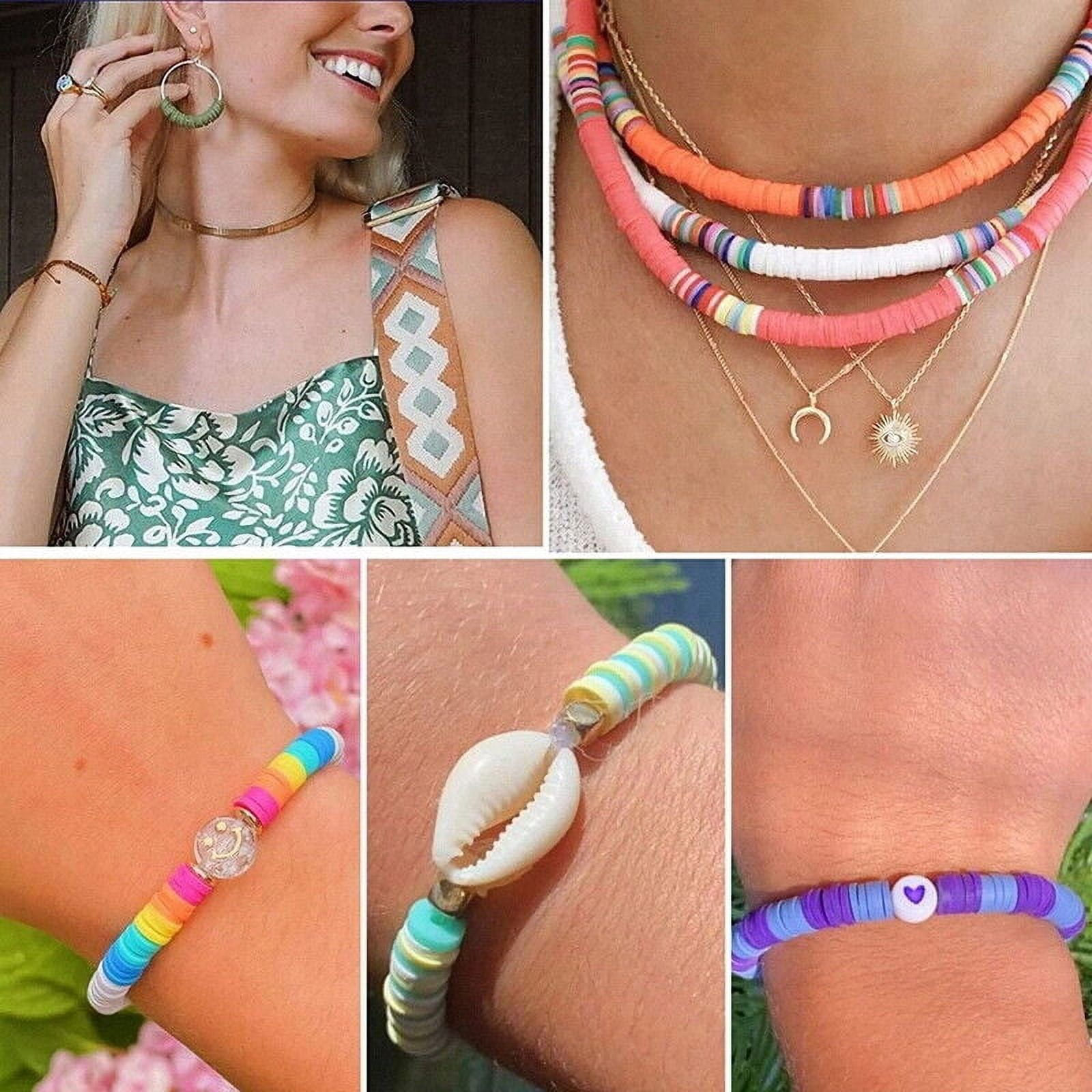 6000/9000Pcs Clay Beads Bracelet Making Kit Round Flat Beads Polymer Clay Beads Set DIY Kit