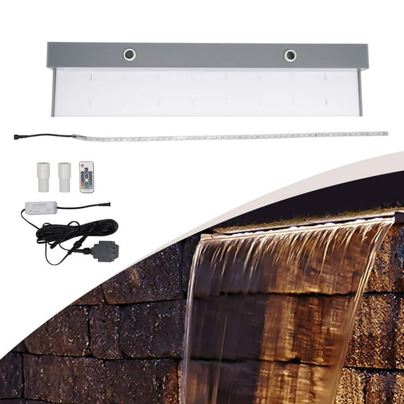 ToppiJoy 36in 7 Colors Acrylic Pool Fountain Waterfall Spillway LED Light with Remote Control Grey